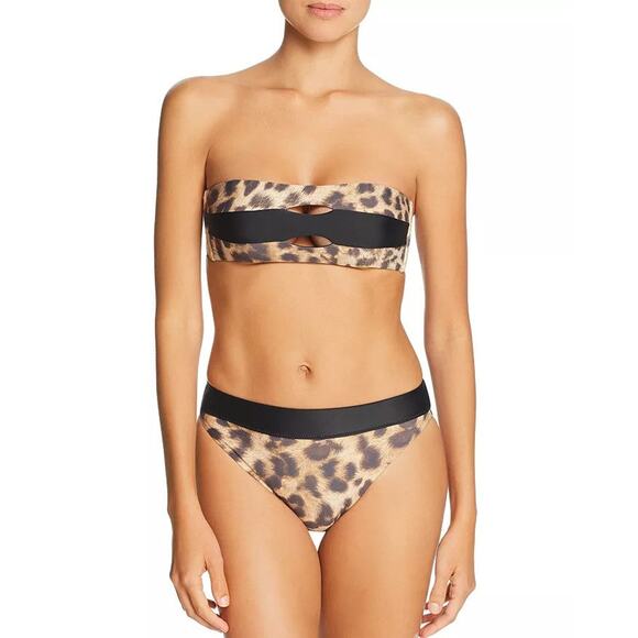 Pilyq Colorblock Bandeau Bikini Top Animal Print - S - Picture 4 of 6